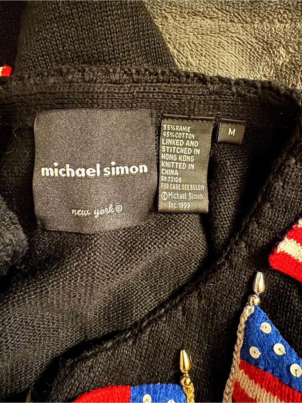 Michael Simon vintage 90s NWOT American flag patriotic USA America sweater vest - Picture 6 of 11